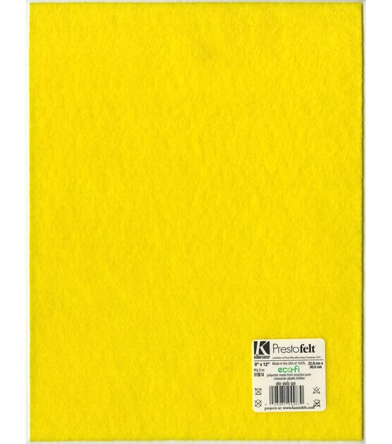 Wool Blend Felt 9x12, 12x18 or 6x9 Sheets, Yellow Shades of Felt for Crafts  