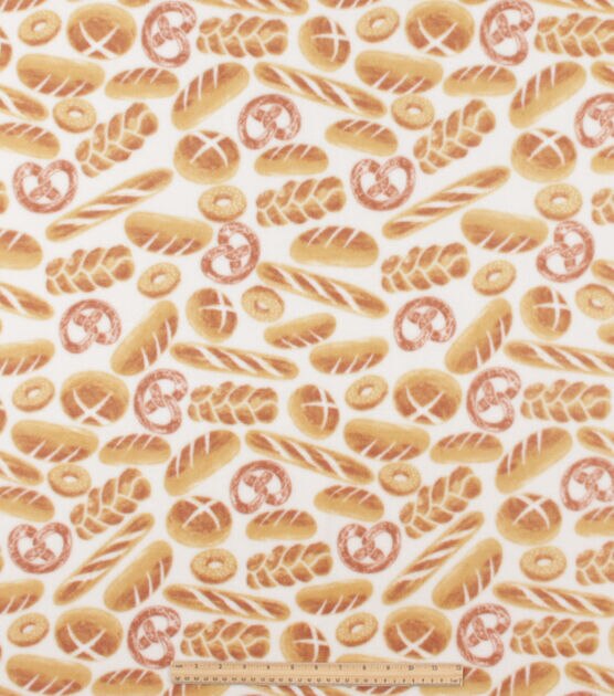 Bread Varieties on White Anti Pill Fleece Fabric, , hi-res, image 2