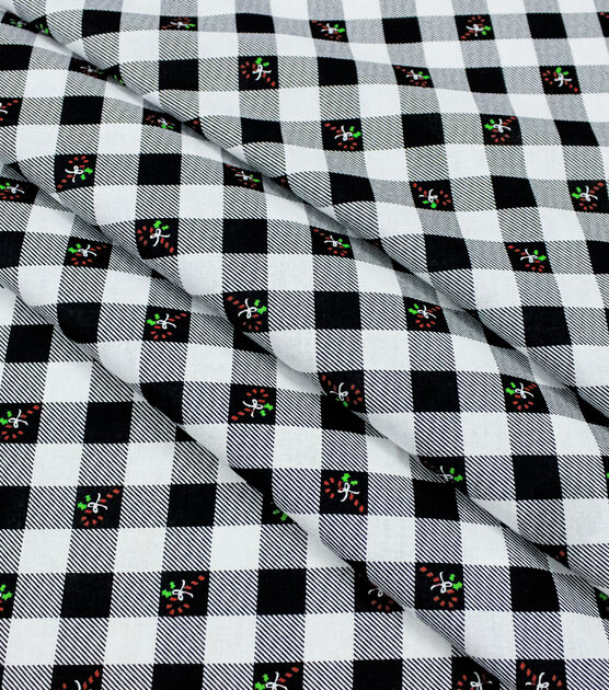 White & Green Tartan Plaid Christmas Cotton Fabric