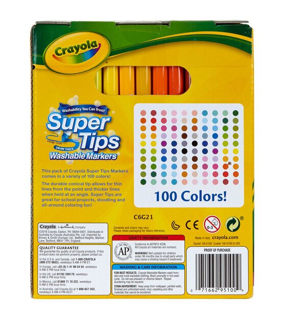Crayola Super Tips Washable Markers 100 unique colors washable 