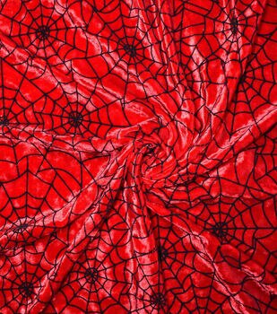The Witching Hour Crossed Dye Stitch Velvet Red/Black Halloween Fabric