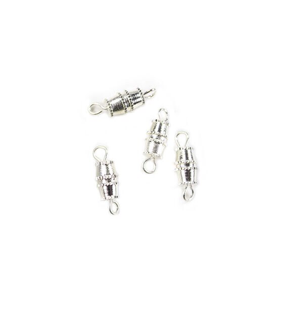 10mm x 3mm Silver Metal Barrel Screw Clasps 4pk by hildie & jo