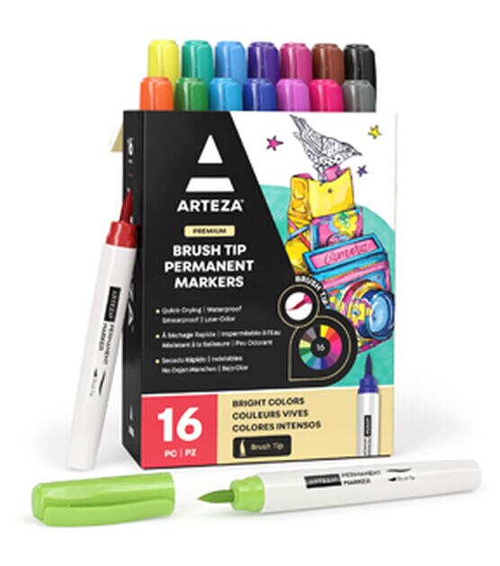 Arteza Permanent Markers, Black, Ultra Fine Tip - Set of 40