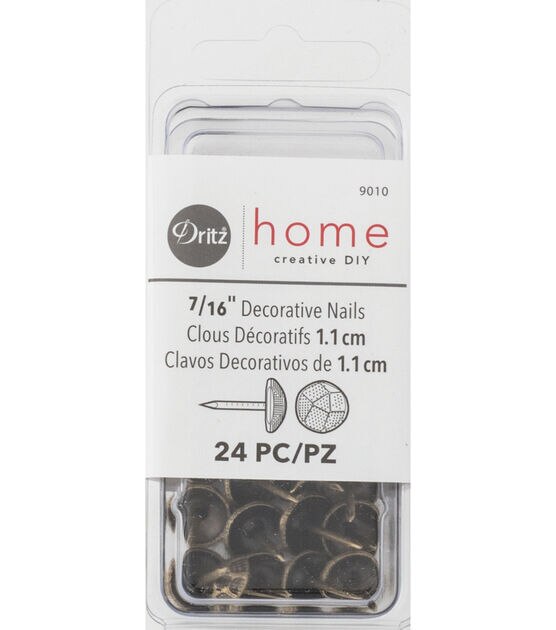 Dritz Home 7/16" Decorative Nails, 24 pc, Black, , hi-res, image 1