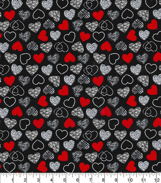 Fabric Traditions Small Hearts on Black Valentine's Day Cotton Fabric