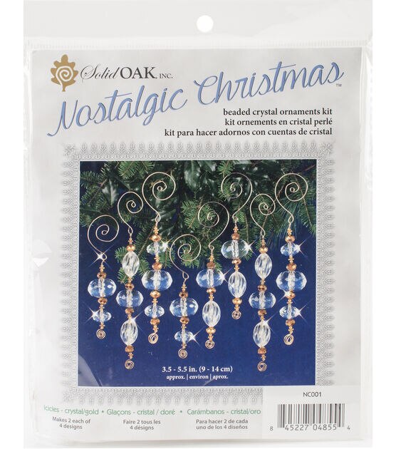 Solid Oak Nostalgic Christmas Beaded Crystal Icicles Ornament Kit Gold Joann