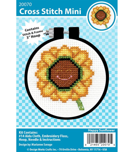 Mini Cross Stitch Embroidery Kit - Sunflower