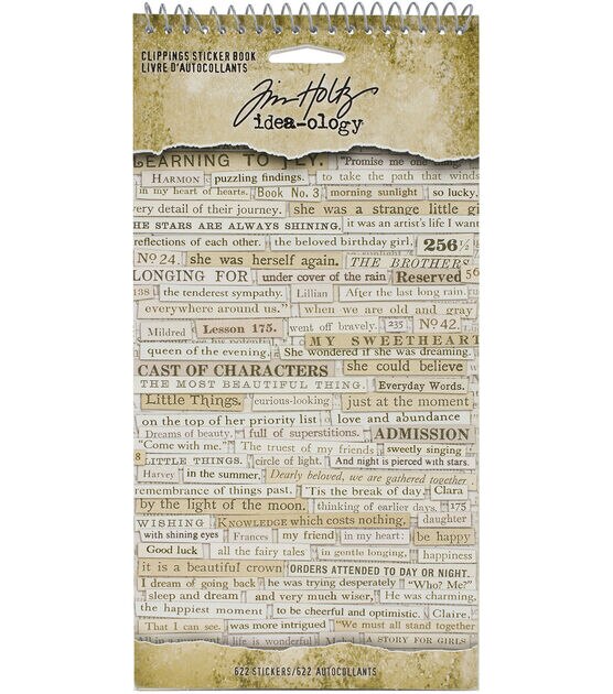  Tim Holtz Idea-ology Chitchat Word Stickers, Black and White  Matte Cardstock, 1088 Stickers, TH92998, 1/8