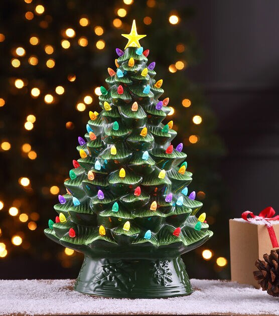 Mr. Christmas 8.5 Nostalgic Ceramic Santa Tree Green