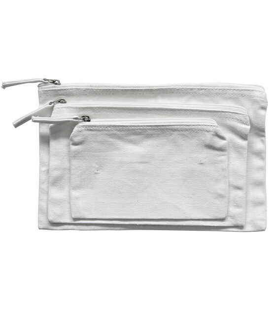 white canvas zipper bag White