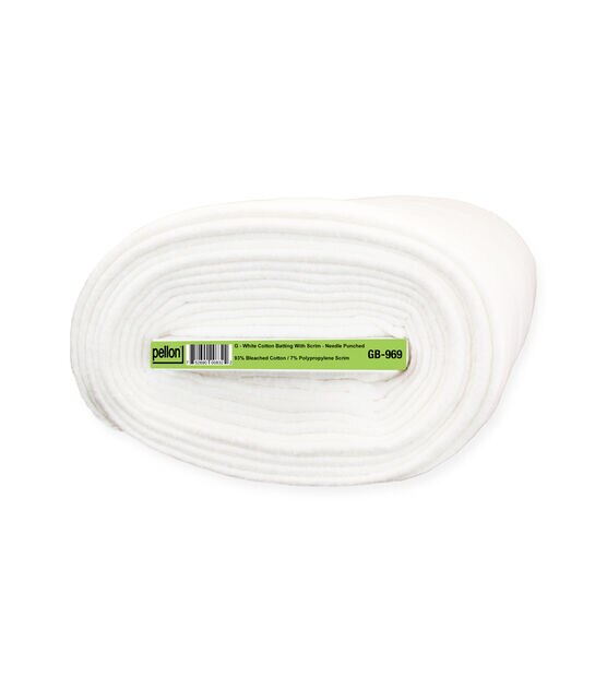 Pellon White Cotton Batting With Scrim 96" x 9 yd Bolt