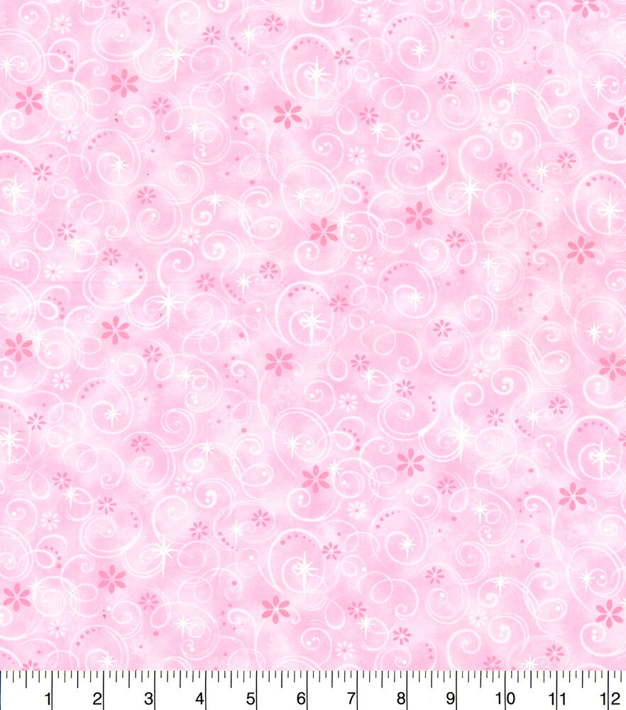Fabric Traditions Fairy Swirls Cotton Fabric by Keepsake Calico, Light Pink, swatch