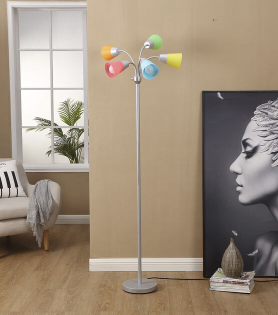 Brightech Medusa Modern LED Floor Lamp (Interchangeable Shades)- Silver, , hi-res, image 2