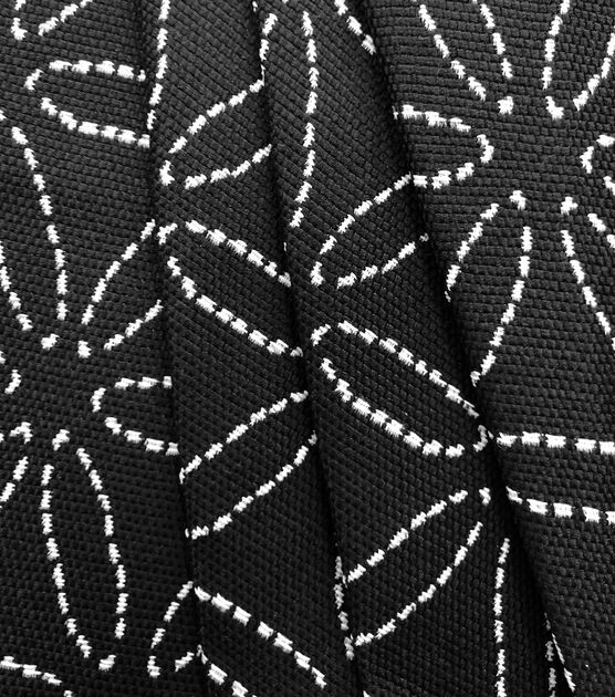 Black/White Floral Pick Stretch Woven Fabric, , hi-res, image 3