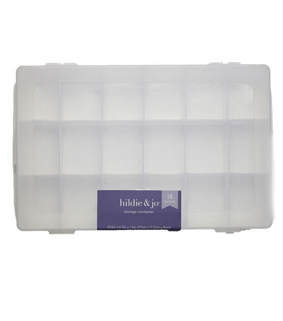 11" Clear Plastic Storage Container With 18 Compartments by hildie & jo