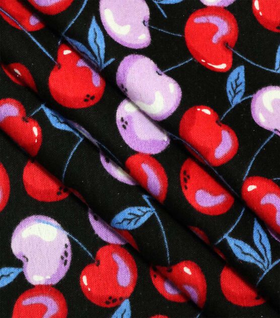 Red & Pink Cherries Super Snuggle Flannel Fabric, , hi-res, image 2