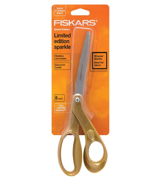 Fiskars 8" Bent Scissors Glitter Gold