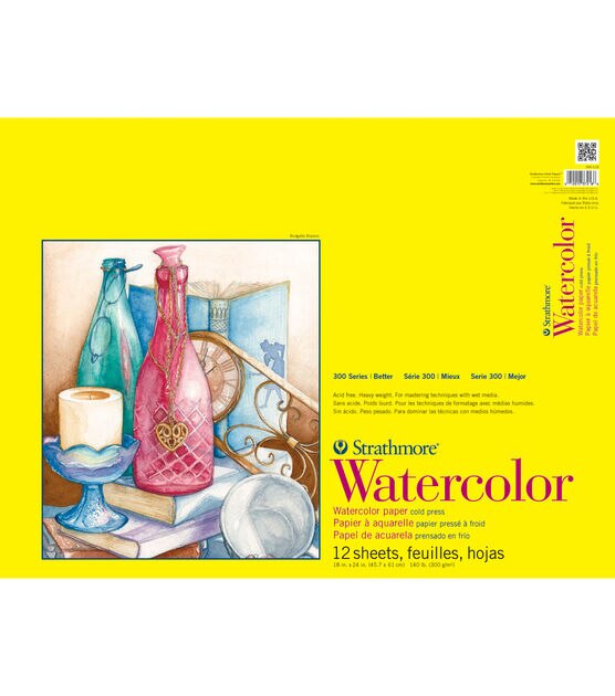 Fabriano Studio Watercolor Pad, Hot-Press, 9 inch x 12 inch, 140 lb., 12 Sheets