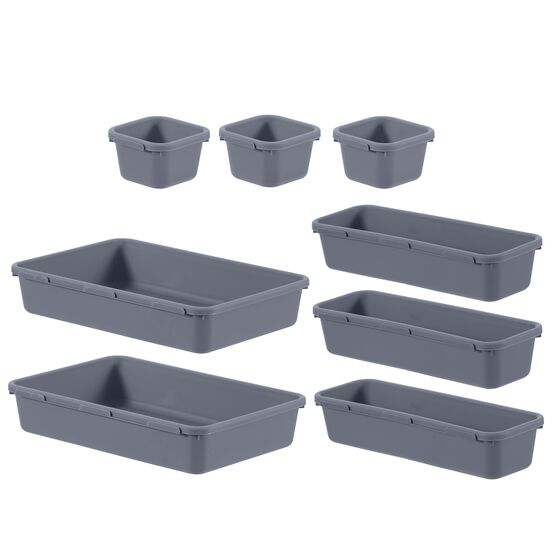 8pc Gray Plastic Modular Organizers by Top Notch, , hi-res, image 2