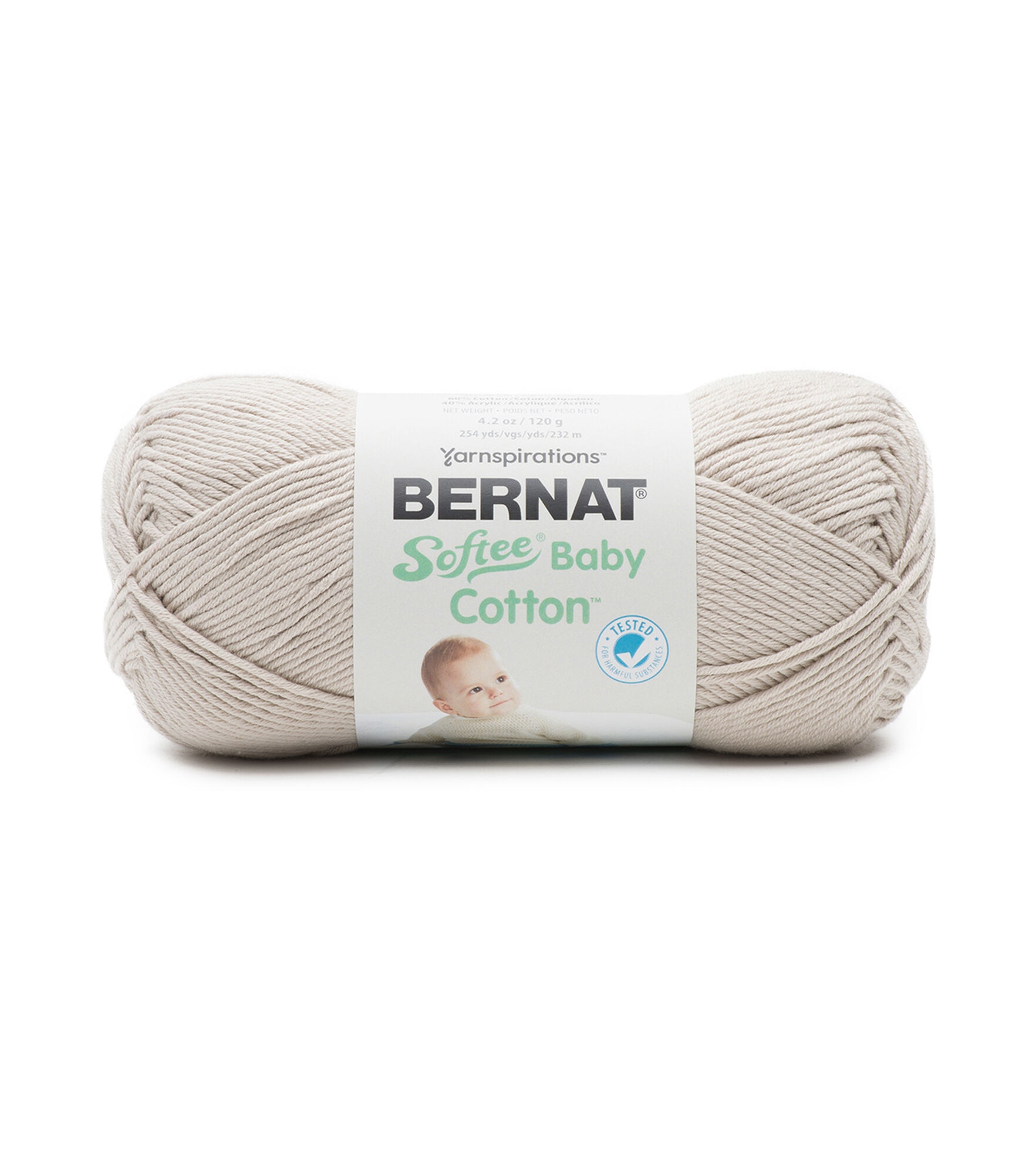 Bernat Softee Baby 254yds Loght Weight Cotton Blend Yarn, Feather Gray, hi-res