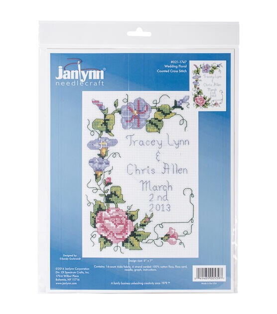 Janlynn 5" x 7" Wedding Floral Counted Cross Stitch Kit