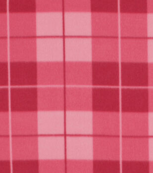 Cute Pink Plaid Blizzard Fleece Fabric