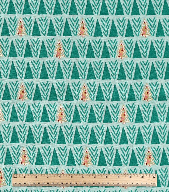 Cookie Trees on Green Christmas Cotton Fabric, , hi-res, image 3