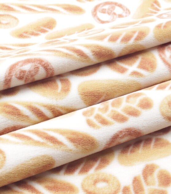 Bread Varieties on White Anti Pill Fleece Fabric, , hi-res, image 3