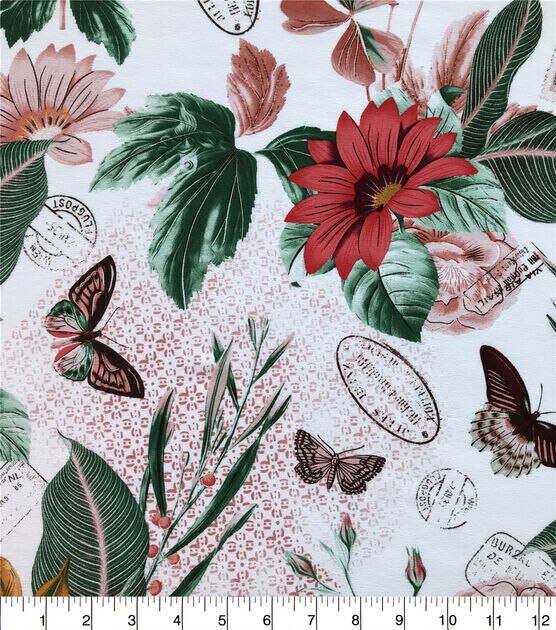 Crinkle Rayon Silky Fabric Multi Butterfly Floral | JOANN