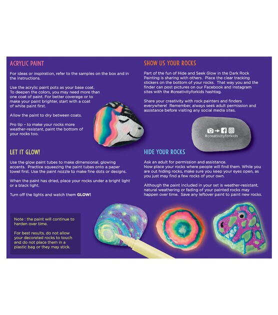  AVIASWIN Rock Painting Kit for Kids, 50 PCS Glow in