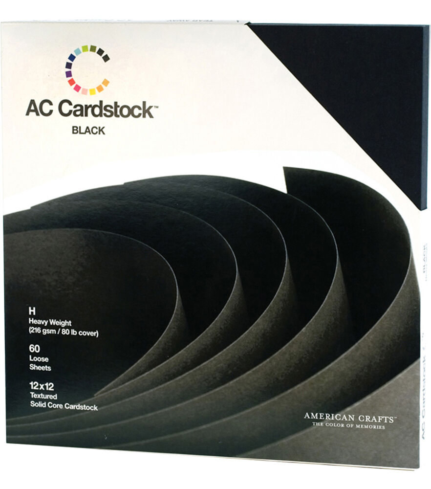 American Crafts Cardstock Pack 12x12 60/Pkg-Black