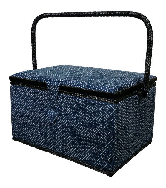 SINGER XL Sewing Basket Navy Geo Print, , hi-res, image 3