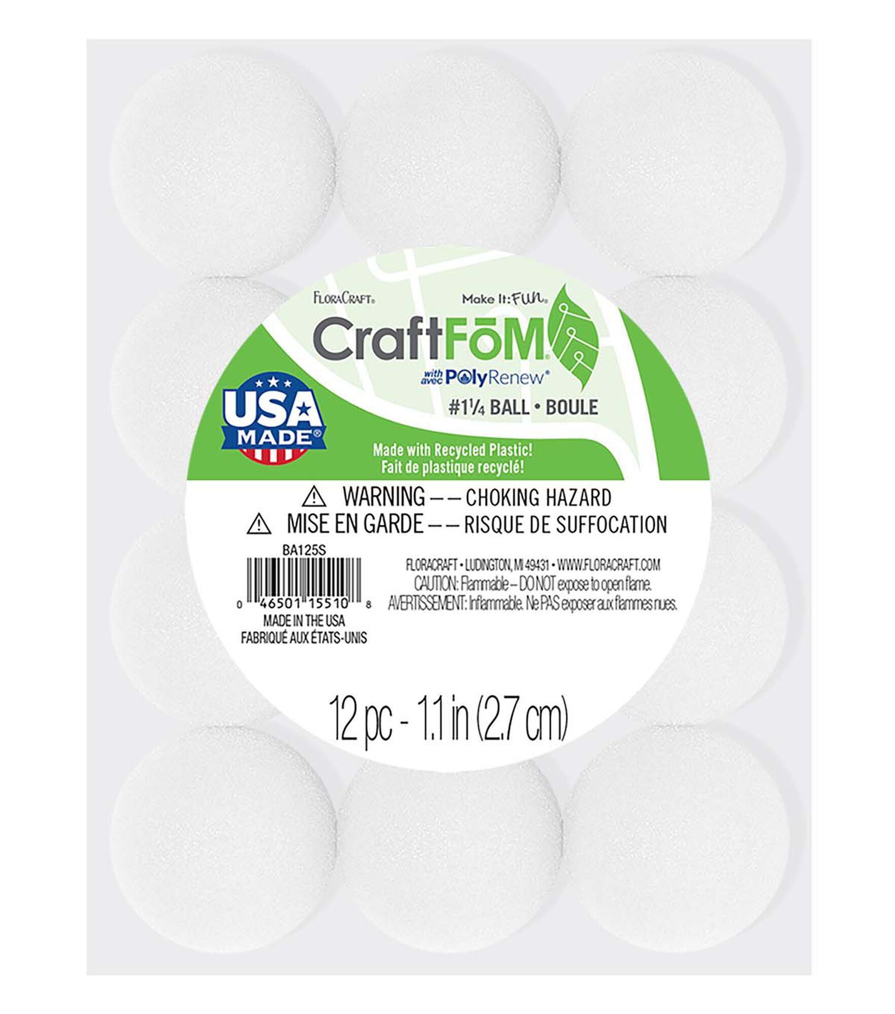 FloraCraft CraftFōM Crafting Foam Ball 5.6 inch White 
