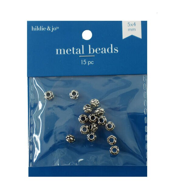 5mm x 4mm Silver Cast Metal Spacer Beads 15pc by hildie & jo