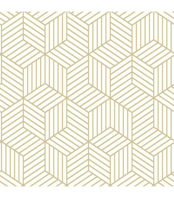 RoomMates Wallpaper White & Gold Hexagon