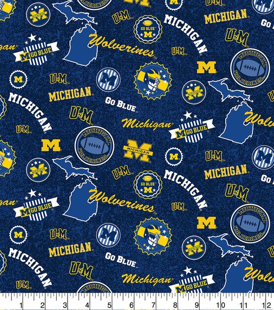 Univeristy of Michigan Wolverines Cotton Fabric Home State