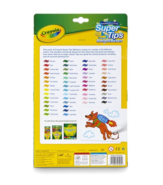 Crayola Super Tips Washable Marker Set of 50- FLAX art