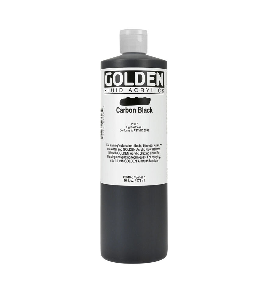 Golden Fluid Acrylic Paint 16 oz, Carbon Black, swatch