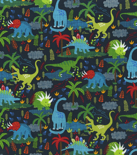 Hi Fashion  Dinos on Navy Novelty Cotton Fabric