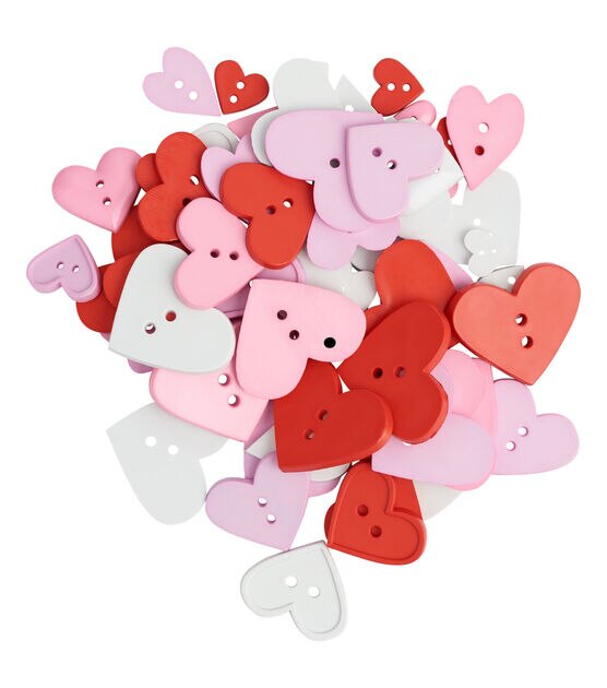 20 x Heart shaped Wooden Flat Buttons, 20mm Dyed, Sew Scrapbooking button