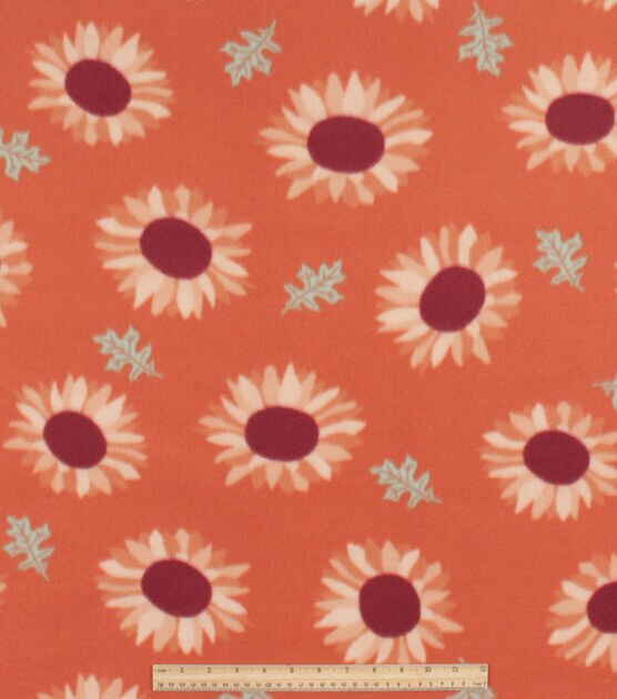 Orange Sunflowers Blizzard Fleece Fabric, , hi-res, image 2