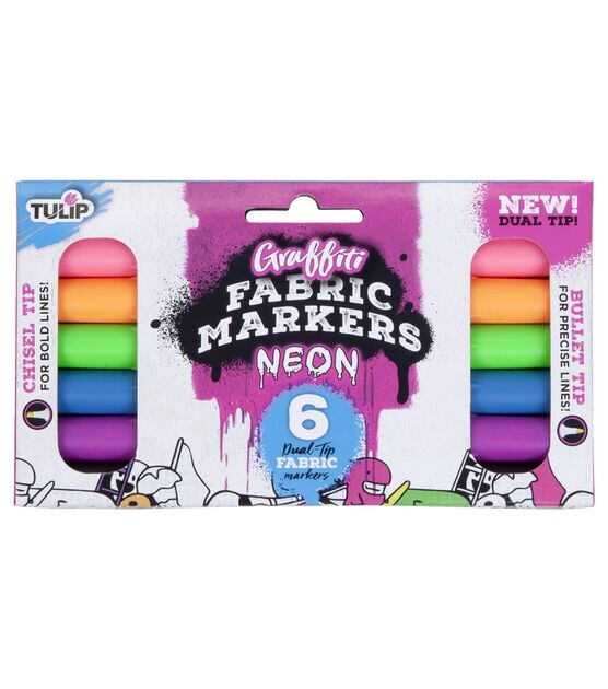 Uchida Graffiti Fabric Marker, Fluorescent Colors - 6 pack