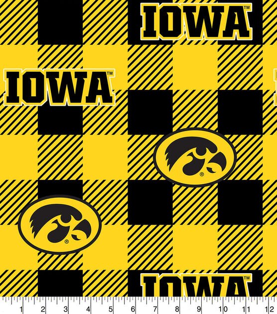 Iowa Hawkeyes Fleece Fabric Buffalo Check