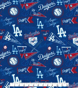 Los Angeles Dodgers Pink MLB Cotton Fabric - MLB Cotton Fabric By