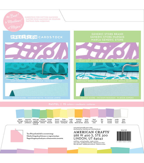 American Crafts Variety Cardstock Pack 12x12 60-pkg-pastels