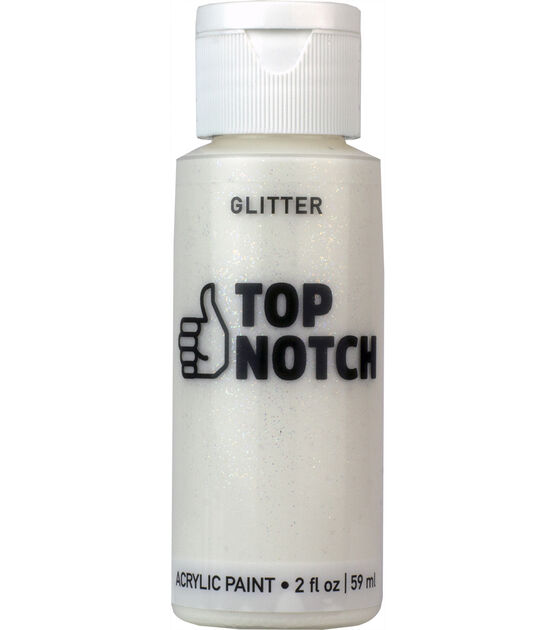 2oz White Glitter Acrylic Craft Paint by Top Notch, , hi-res, image 1
