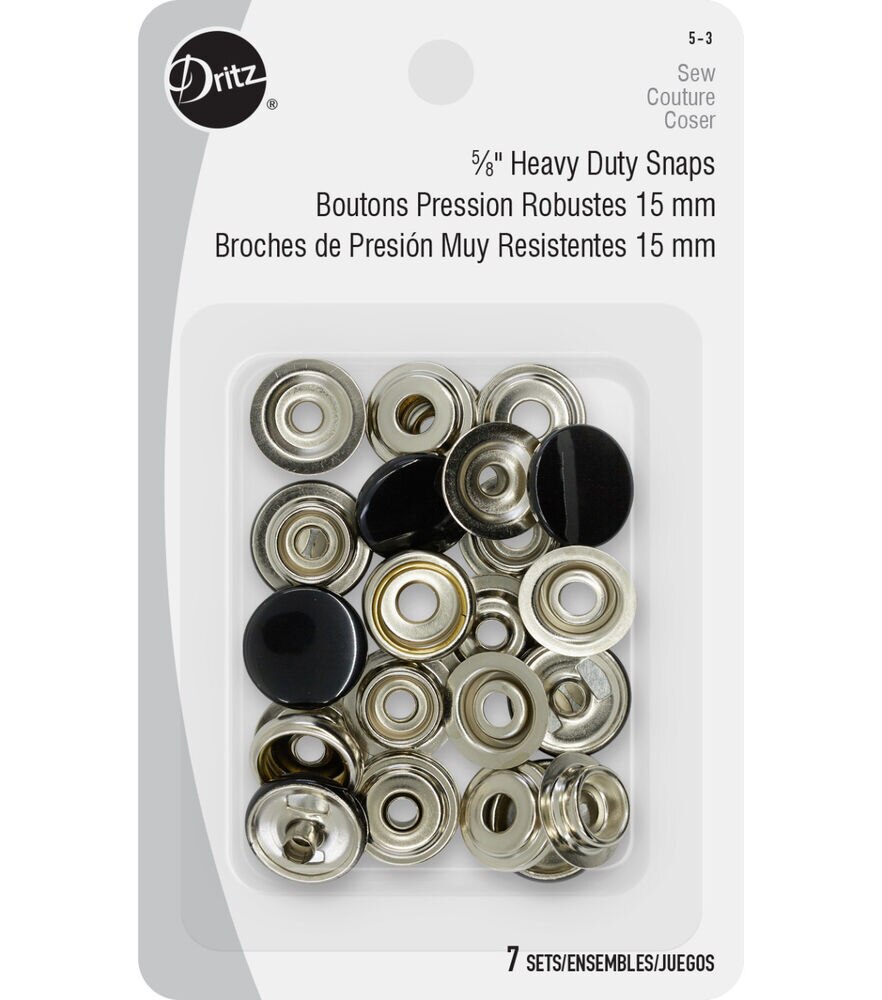 Dritz 3/8 Snap Fasteners, 7 Sets, Nickel