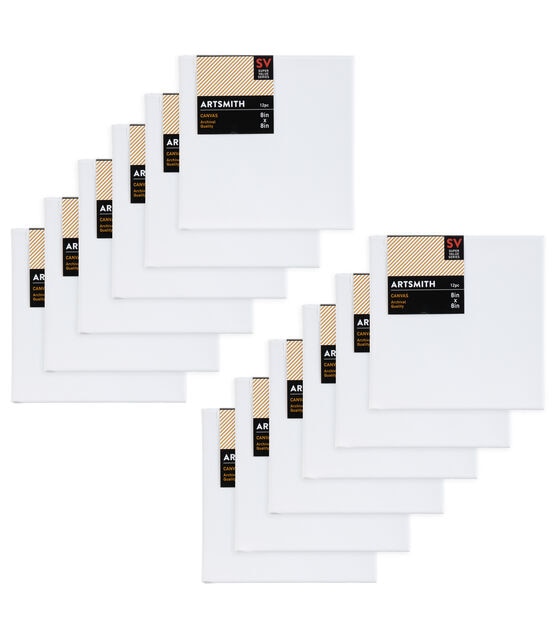  Elan Stretched Canvases 8x8, 6-Pack Canvases for Painting,  Painting Canvas Bulk, Stretched Canvas for Adults Blank Canvas for Painting Painting  Canvases, Paint Canvases for Painting, Art Canvas