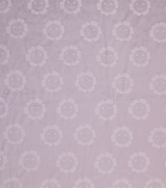 Spring Embossed Happy Blooms on Purple Soft & Minky Fleece Fabric
