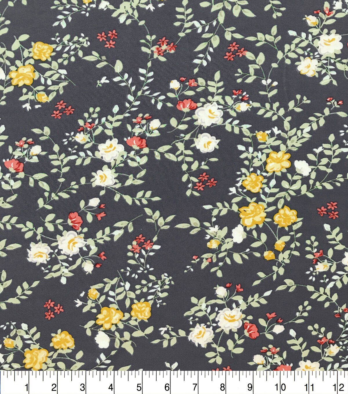 Floral Border Stretch Chiffon Silky Print Fabric | JOANN